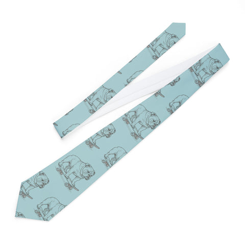 Skateboarding Bulldog Necktie, Fun Tie for Dog Lovers, Unique Gift, Casual Dress Attire, Pet-Themed Accessories, Men's Fashion